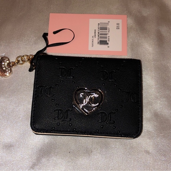 Juicy Couture Liquorice Faux Leather Only You And Me Card Case Key Fob NWT - Picture 4 of 16